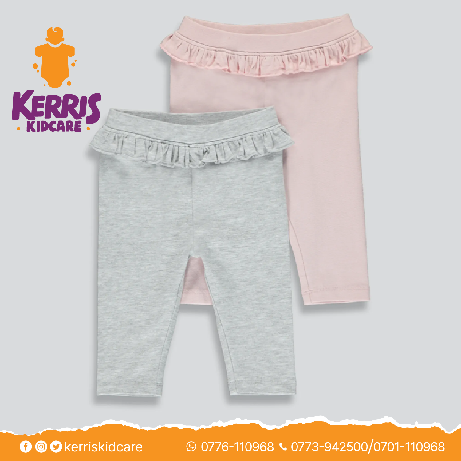 Girls 2 Pack Frill Leggings